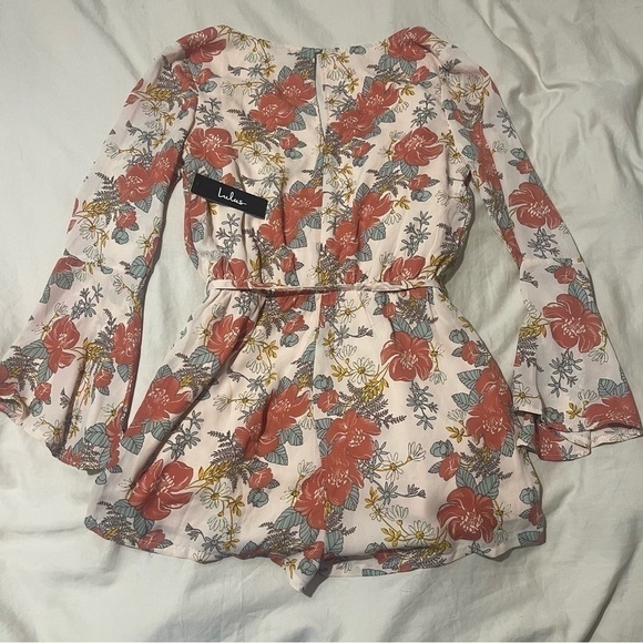 Lulus Always Thriving Blush Pink Floral Print Bell Sleeve Romper - Picture 5 of 10